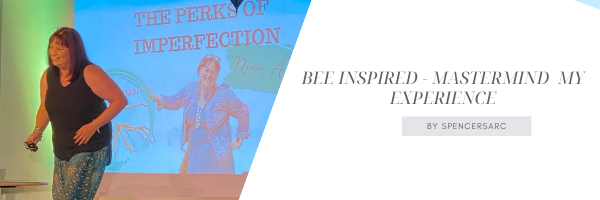 Bee inspired header image with lady on stage talking
